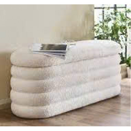 88010013 - Ivory : Ghế Ottoman , Bench Oval - Trắng Ngà